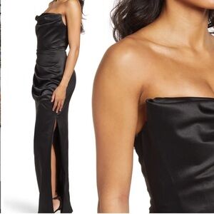 House of CB Adrienne Satin Strapless Gown